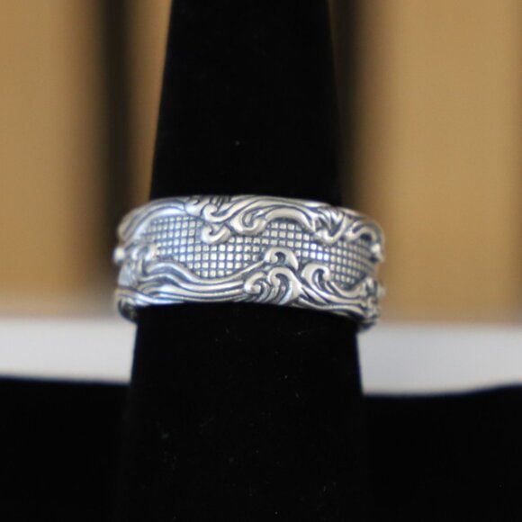David Yurman Men's Sterling Silver 10.5mm Waves Band Ring size 9 - Picture 2 of 9